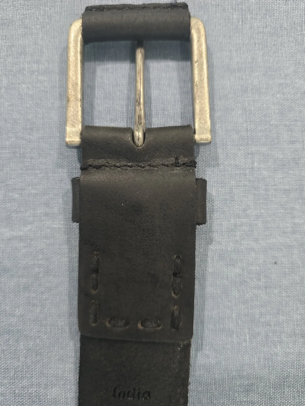 Timberland Black Leather Men's Belt with Silver Buckle